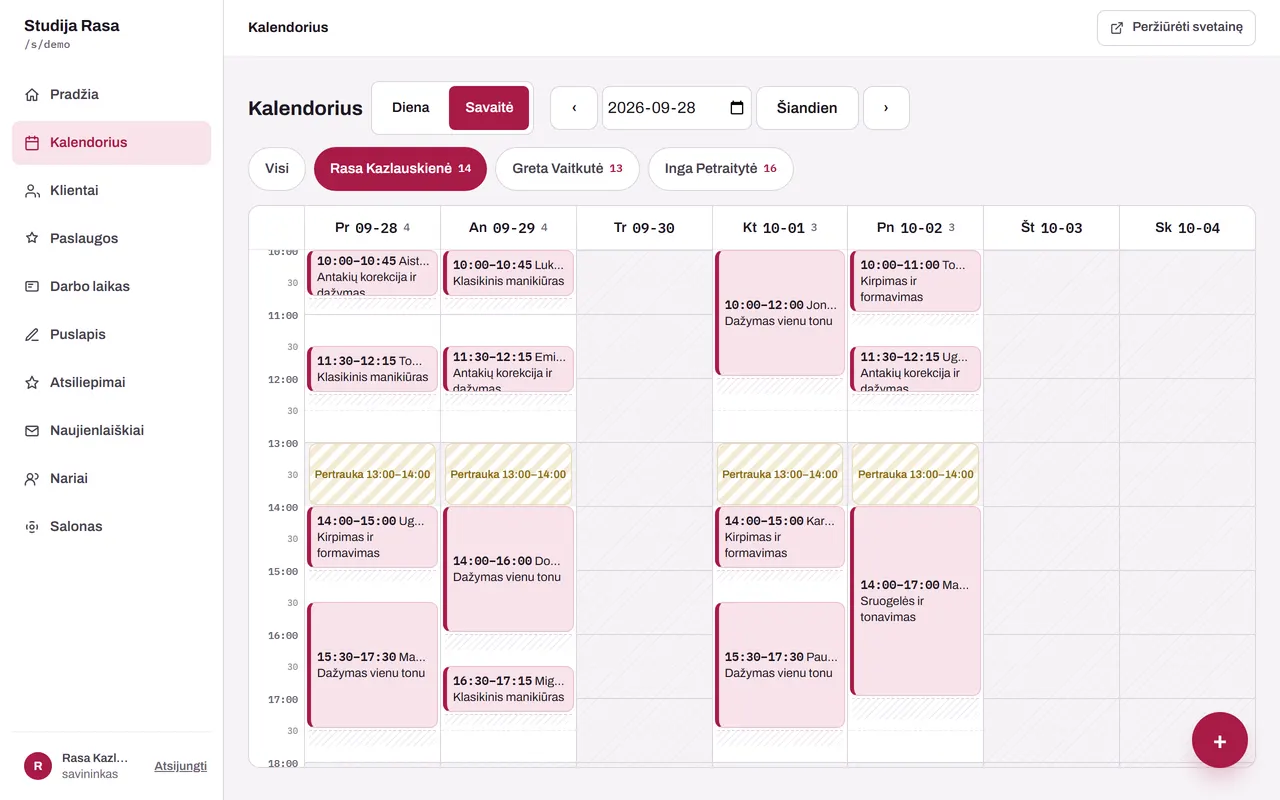 edapi kalendorius ir viešas rezervacijos puslapis