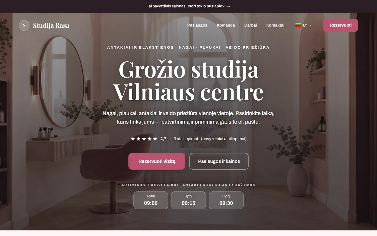 Rezervacijų sistema grožio salonams